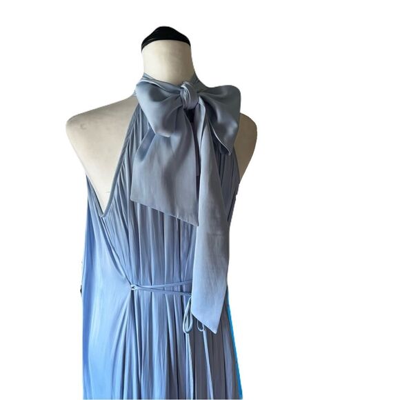 O.P.T. Halter Maxi Dress | NWT | Satin Pleated Baby Blue| Size Small - Picture 5 of 9